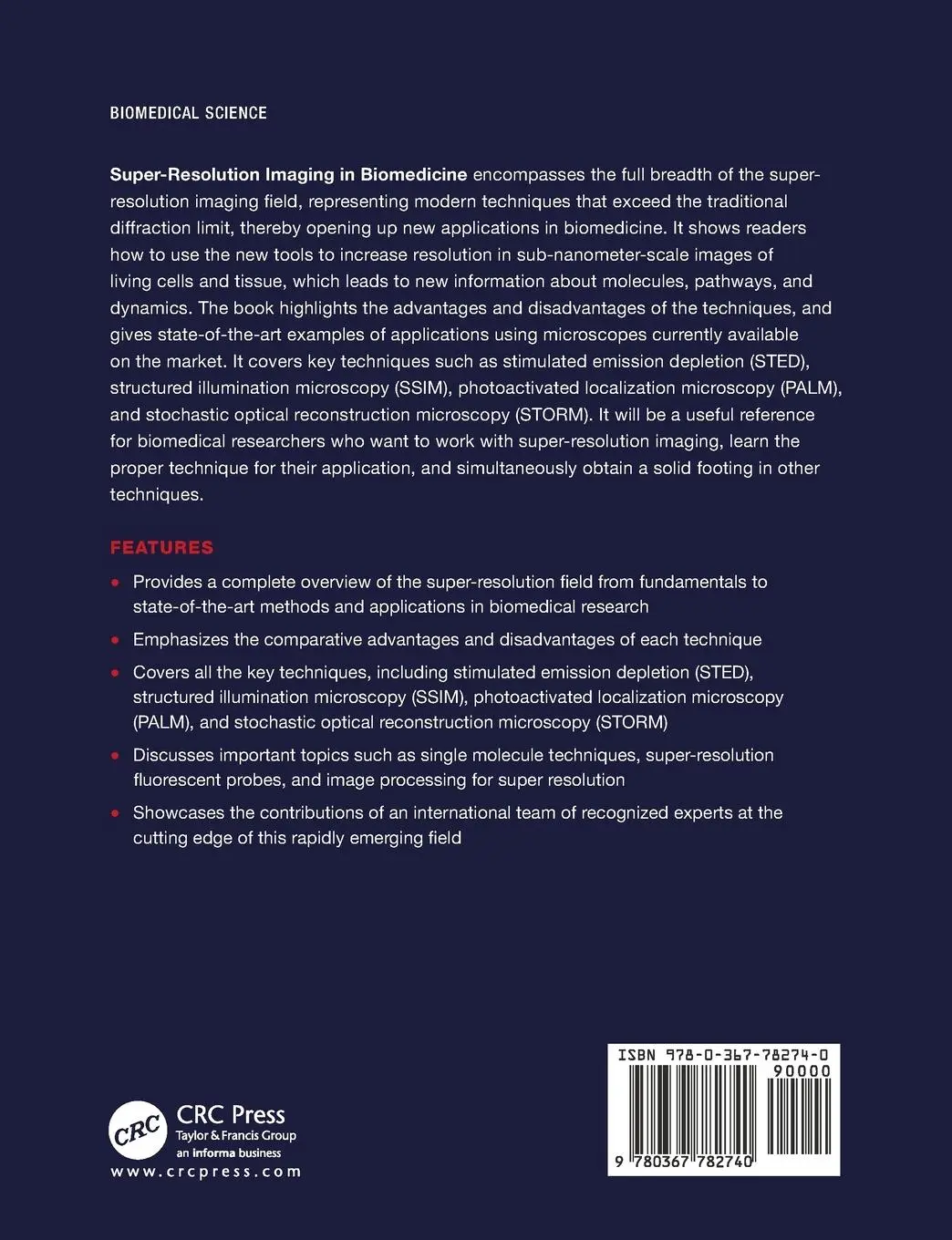 Rückseite: 9780367782740 | Super-Resolution Imaging in Biomedicine | Alberto Diaspro (u. a.)