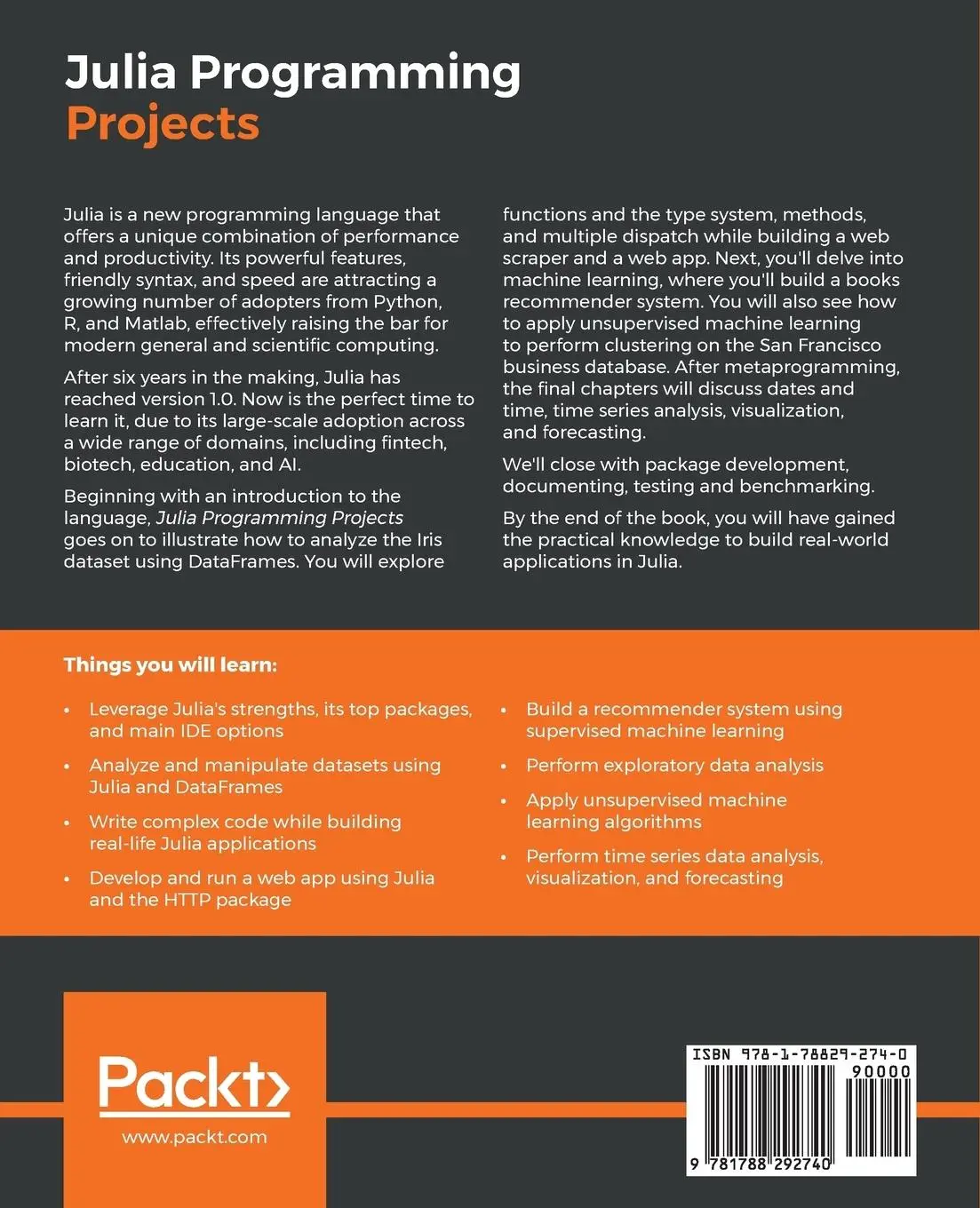 Rückseite: 9781788292740 | Julia Programming Projects | Adrian Salceanu | Taschenbuch | Englisch