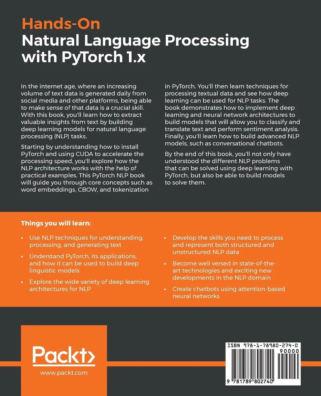 Rückseite: 9781789802740 | Hands-On Natural Language Processing with PyTorch 1.x | Thomas Dop