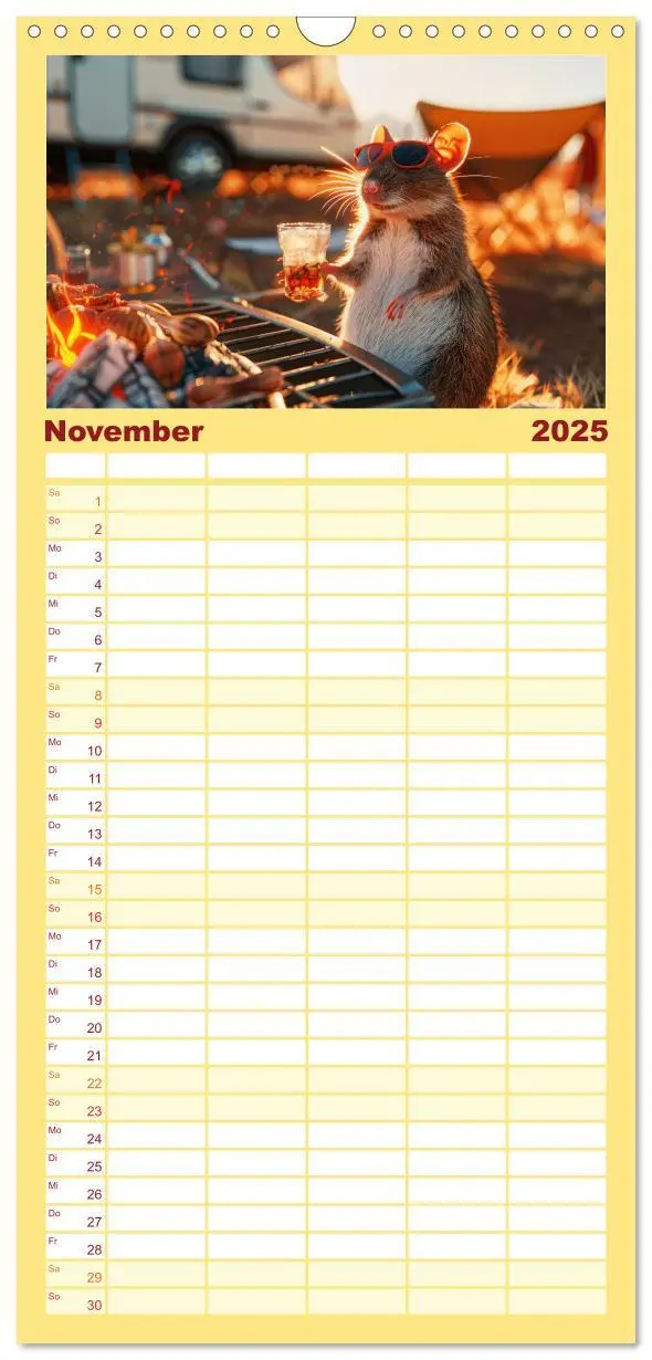 Bild: 9783457192740 | Familienplaner 2025 - Der tierisch lustige Camping-Kalender mit 5...
