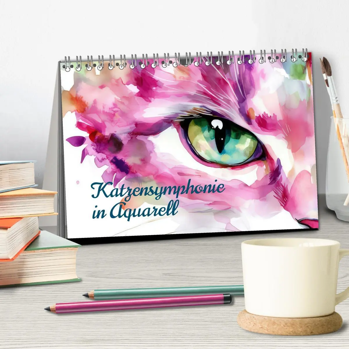 Bild: 9783457262740 | Katzensymphonie in Aquarell (Tischkalender 2026 DIN A5 quer),...