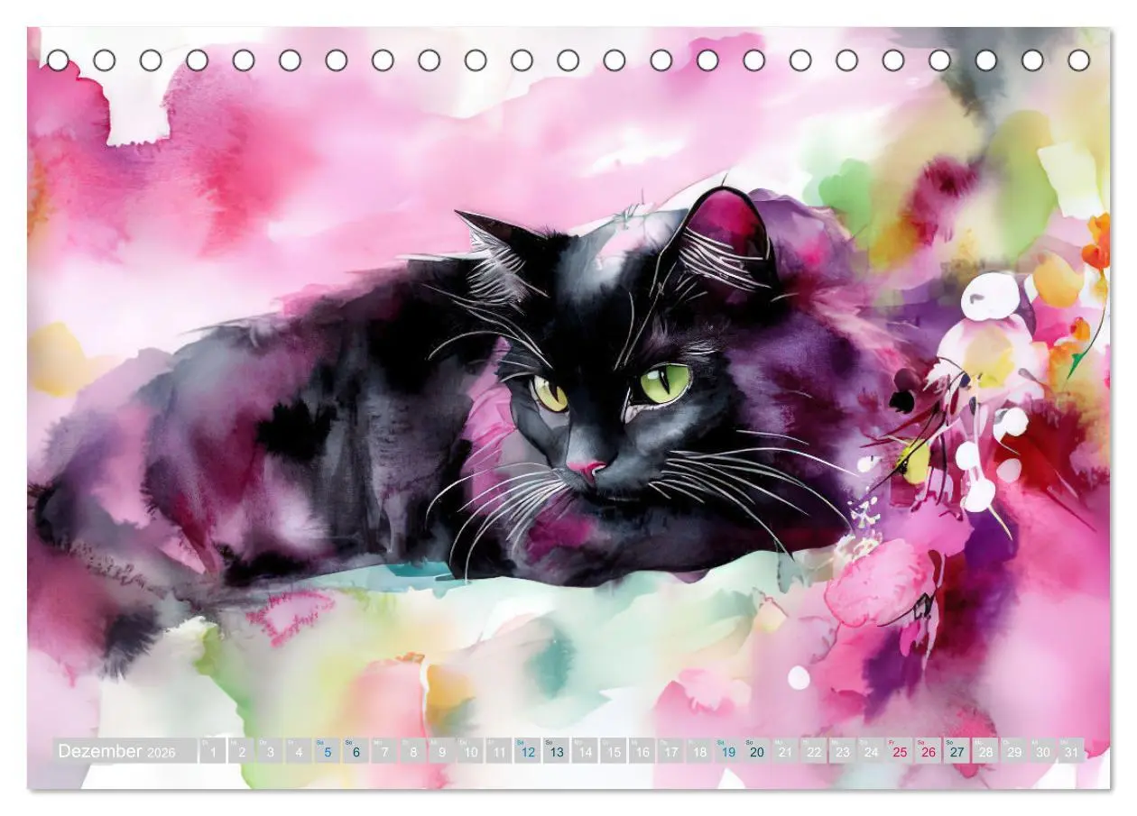 Bild: 9783457262740 | Katzensymphonie in Aquarell (Tischkalender 2026 DIN A5 quer),...