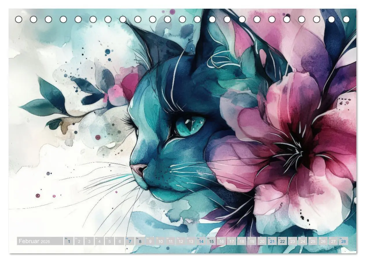 Bild: 9783457262740 | Katzensymphonie in Aquarell (Tischkalender 2026 DIN A5 quer),...