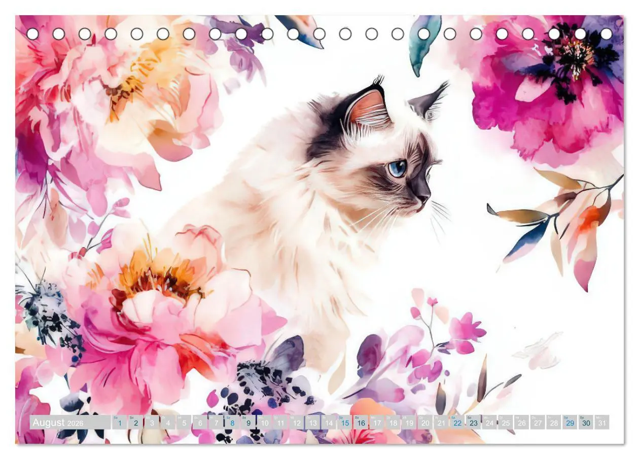 Bild: 9783457262740 | Katzensymphonie in Aquarell (Tischkalender 2026 DIN A5 quer),...