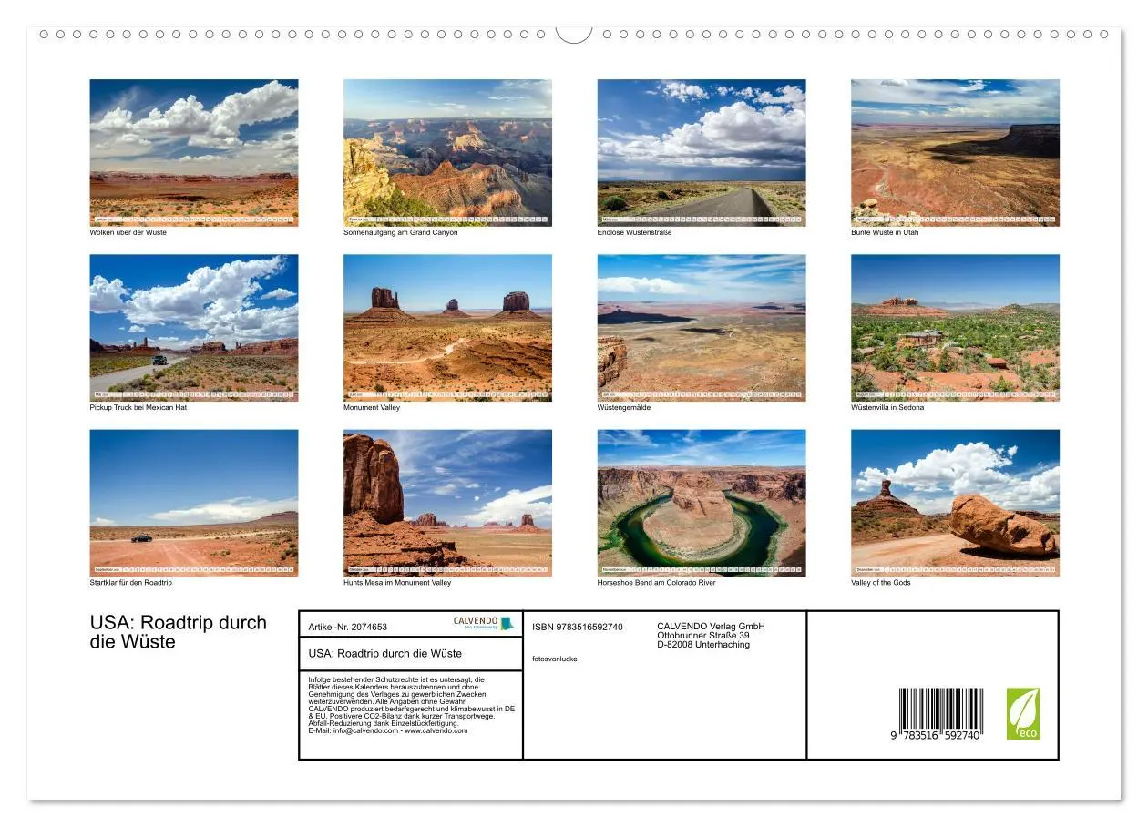 Bild: 9783516592740 | USA: Roadtrip durch die Wüste (hochwertiger Premium Wandkalender...