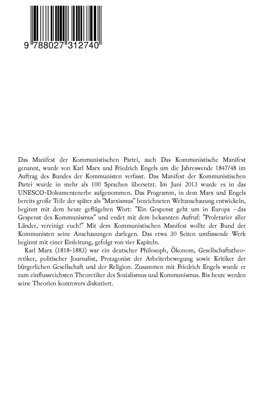 Rückseite: 9788027312740 | Manifest der Kommunistischen Partei | Karl Marx | Taschenbuch | 2018