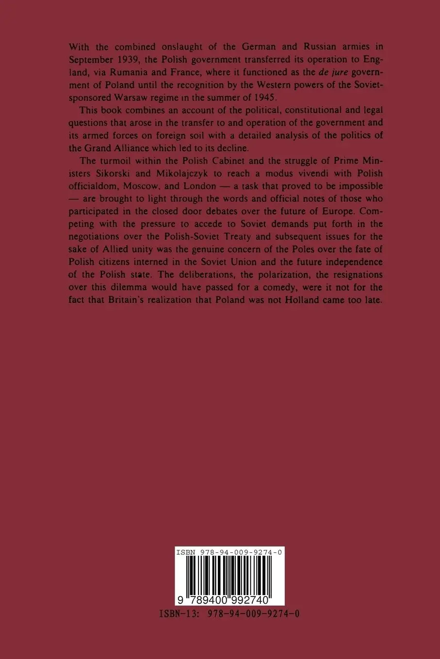 Rückseite: 9789400992740 | Great Britain, The Soviet Union and the Polish Government in Exile...