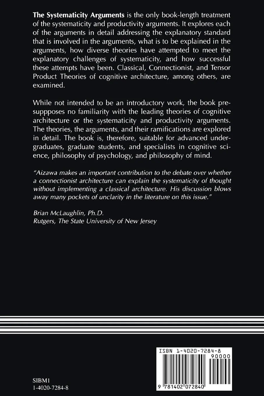 Rückseite: 9781402072840 | The Systematicity Arguments | Kenneth L. Aizawa | Taschenbuch | xv
