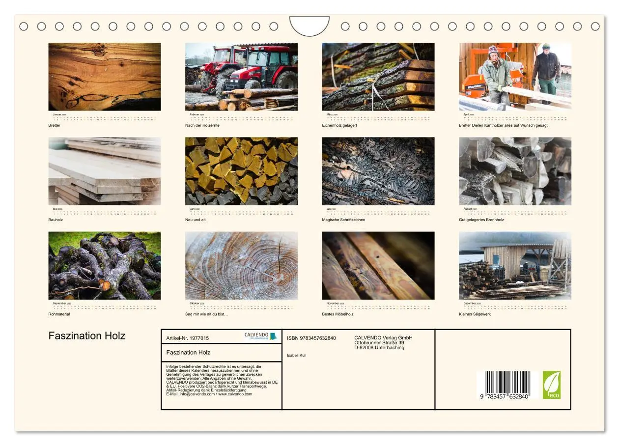 Bild: 9783457632840 | Faszination Holz (Wandkalender 2026 DIN A4 quer), CALVENDO...