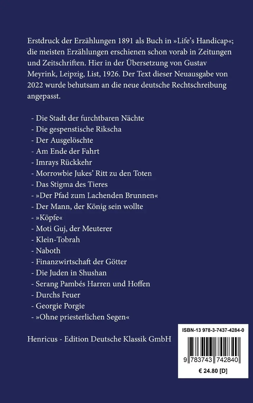 Rückseite: 9783743742840 | Dunkles Indien | Rudyard Kipling | Buch | HC runder Rücken kaschiert