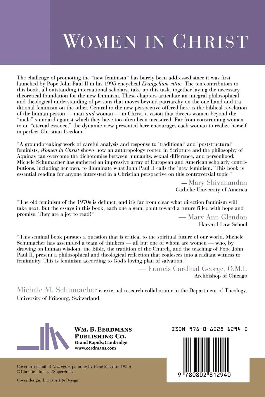 Rückseite: 9780802812940 | Women in Christ | Toward a New Feminism | Michele Schumacher | Buch
