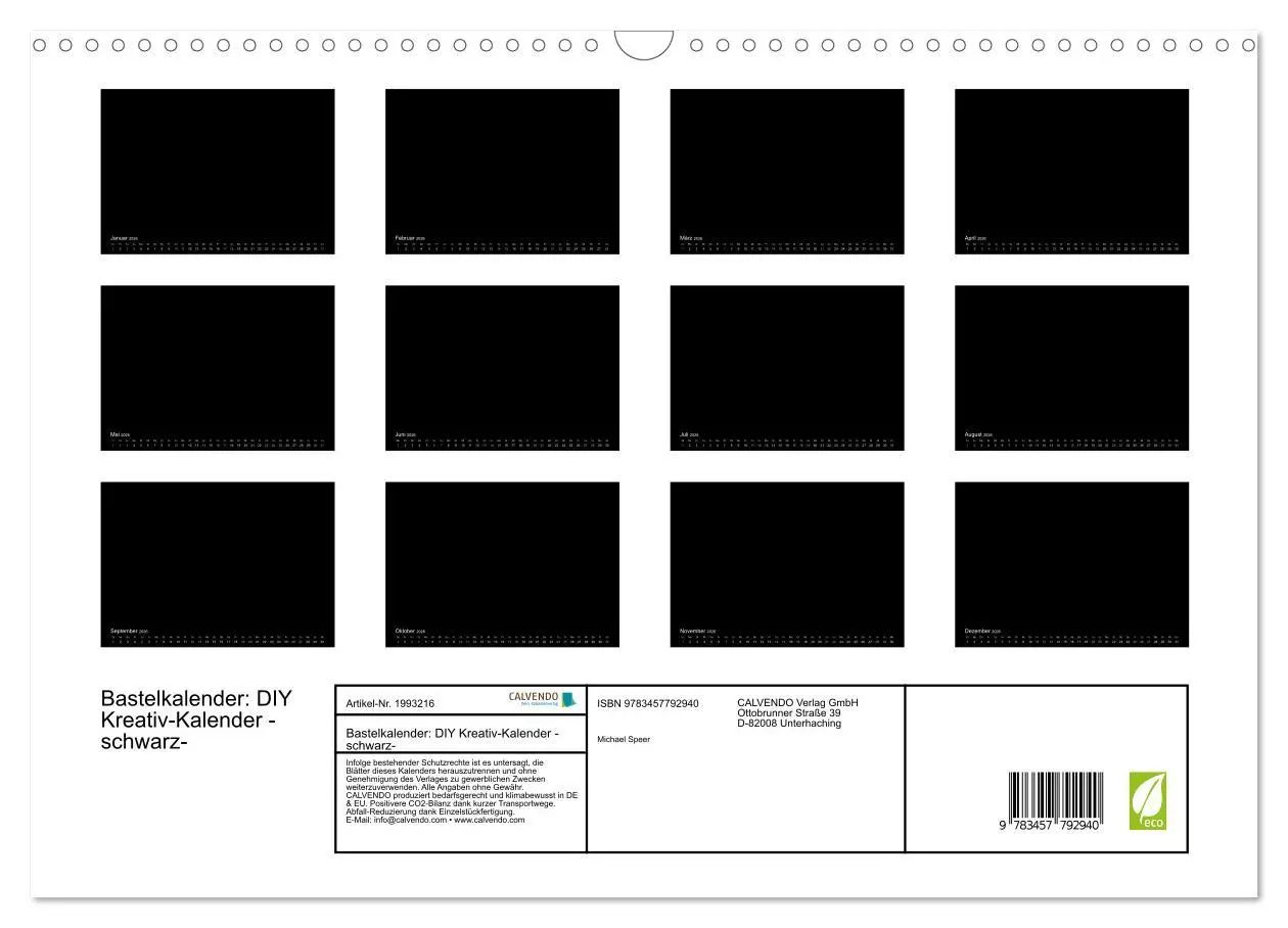 Bild: 9783457792940 | Bastelkalender: DIY Kreativ-Kalender -schwarz- (Wandkalender 2026...