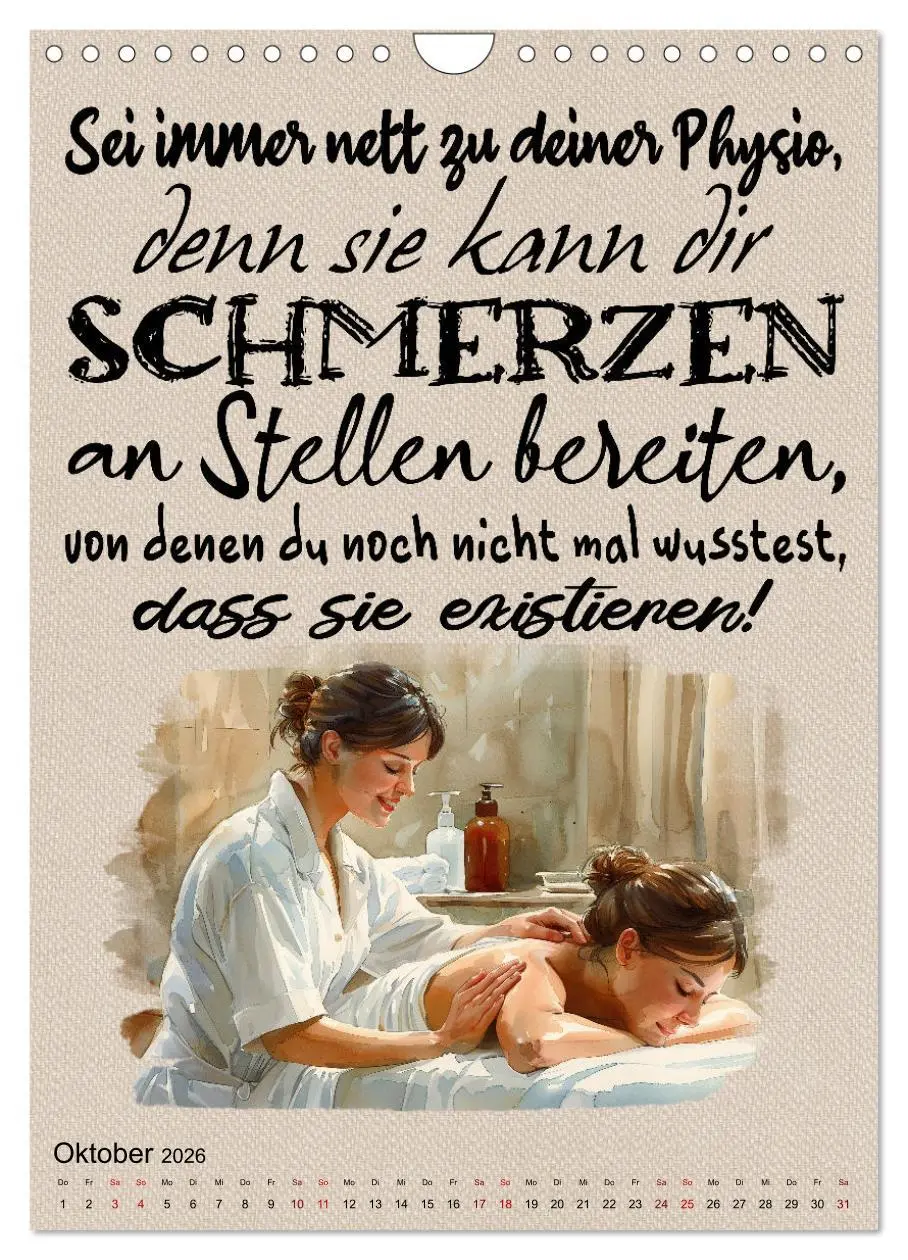 Bild: 9783516262940 | Physiosprüche (Wandkalender 2026 DIN A4 hoch), CALVENDO Monatskalender