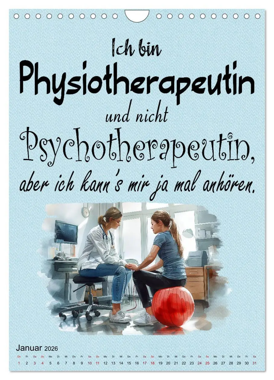 Bild: 9783516262940 | Physiosprüche (Wandkalender 2026 DIN A4 hoch), CALVENDO Monatskalender