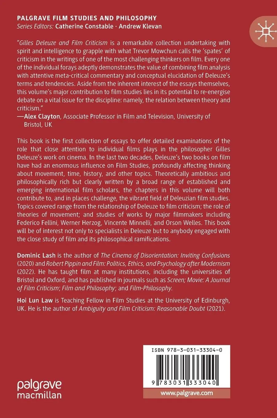 Rückseite: 9783031333040 | Gilles Deleuze and Film Criticism | Hoi Lun Law (u. a.) | Buch | xii