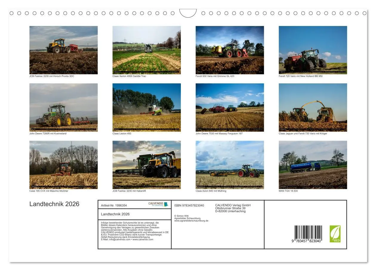 Bild: 9783457823040 | Landtechnik 2026 (Wandkalender 2026 DIN A3 quer), CALVENDO...