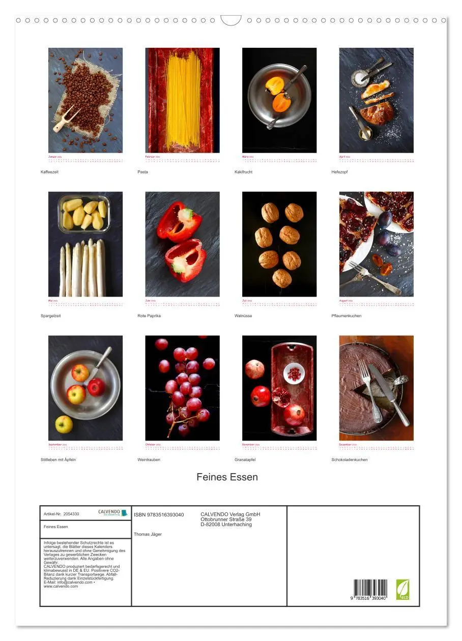Bild: 9783516393040 | Feines Essen (Wandkalender 2026 DIN A2 hoch), CALVENDO Monatskalender