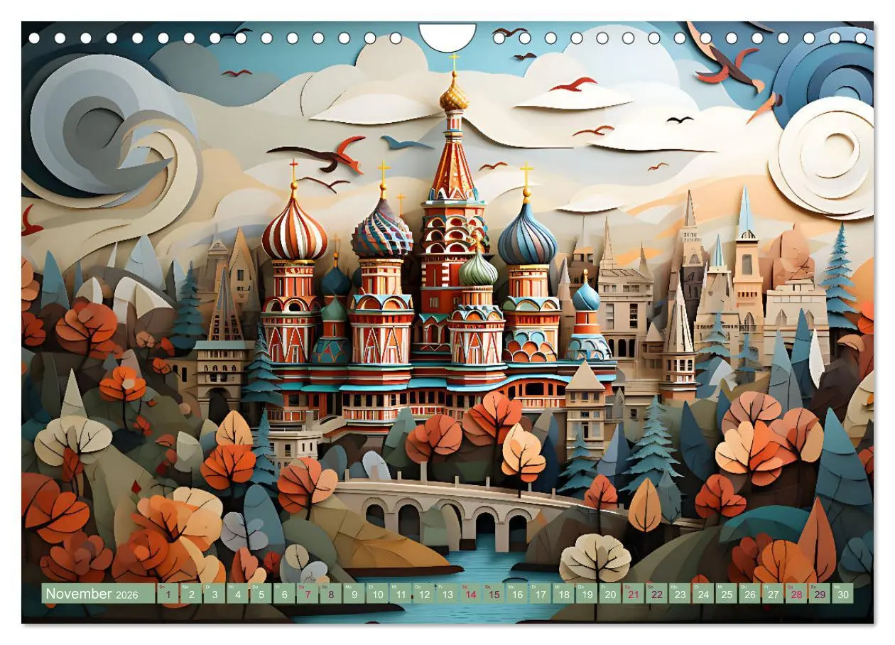 Bild: 9783457363140 | Papierschicktkunst - farbenfohe Städte (Wandkalender 2026 DIN A4...