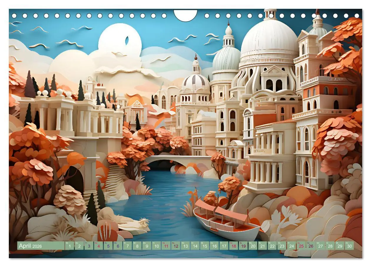 Bild: 9783457363140 | Papierschicktkunst - farbenfohe Städte (Wandkalender 2026 DIN A4...
