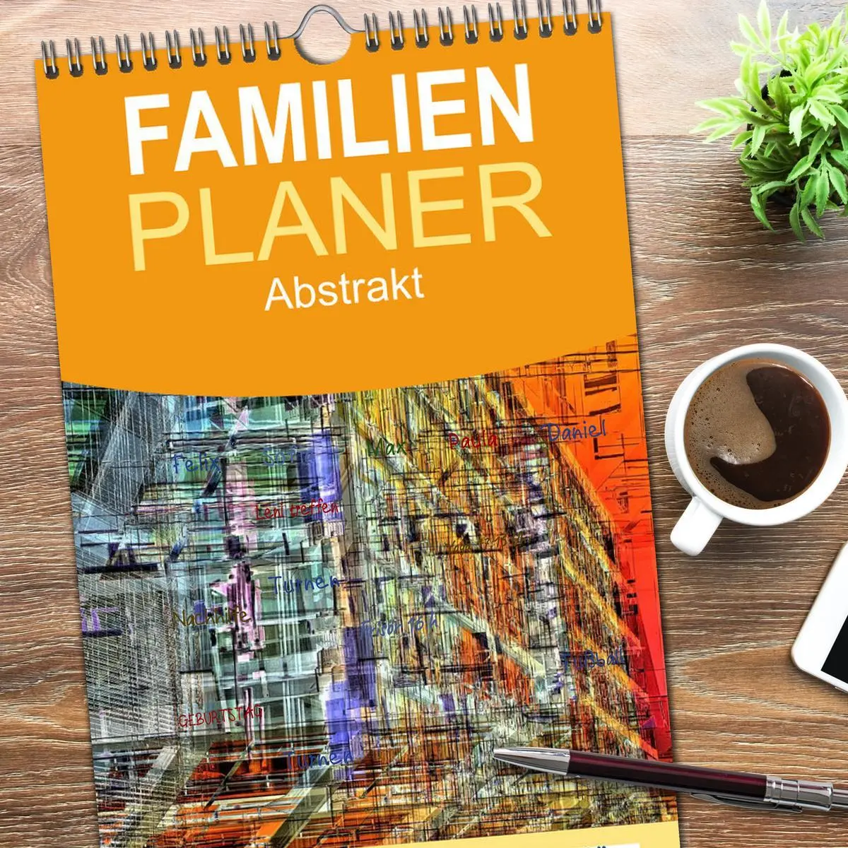 Bild: 9783516523140 | Familienplaner 2026 - Abstrakt mit 5 Spalten (Wandkalender, 21 x 45...