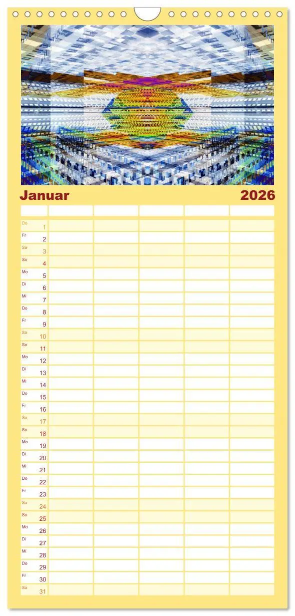 Bild: 9783516523140 | Familienplaner 2026 - Abstrakt mit 5 Spalten (Wandkalender, 21 x 45...