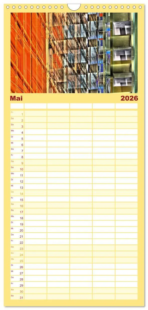 Bild: 9783516523140 | Familienplaner 2026 - Abstrakt mit 5 Spalten (Wandkalender, 21 x 45...