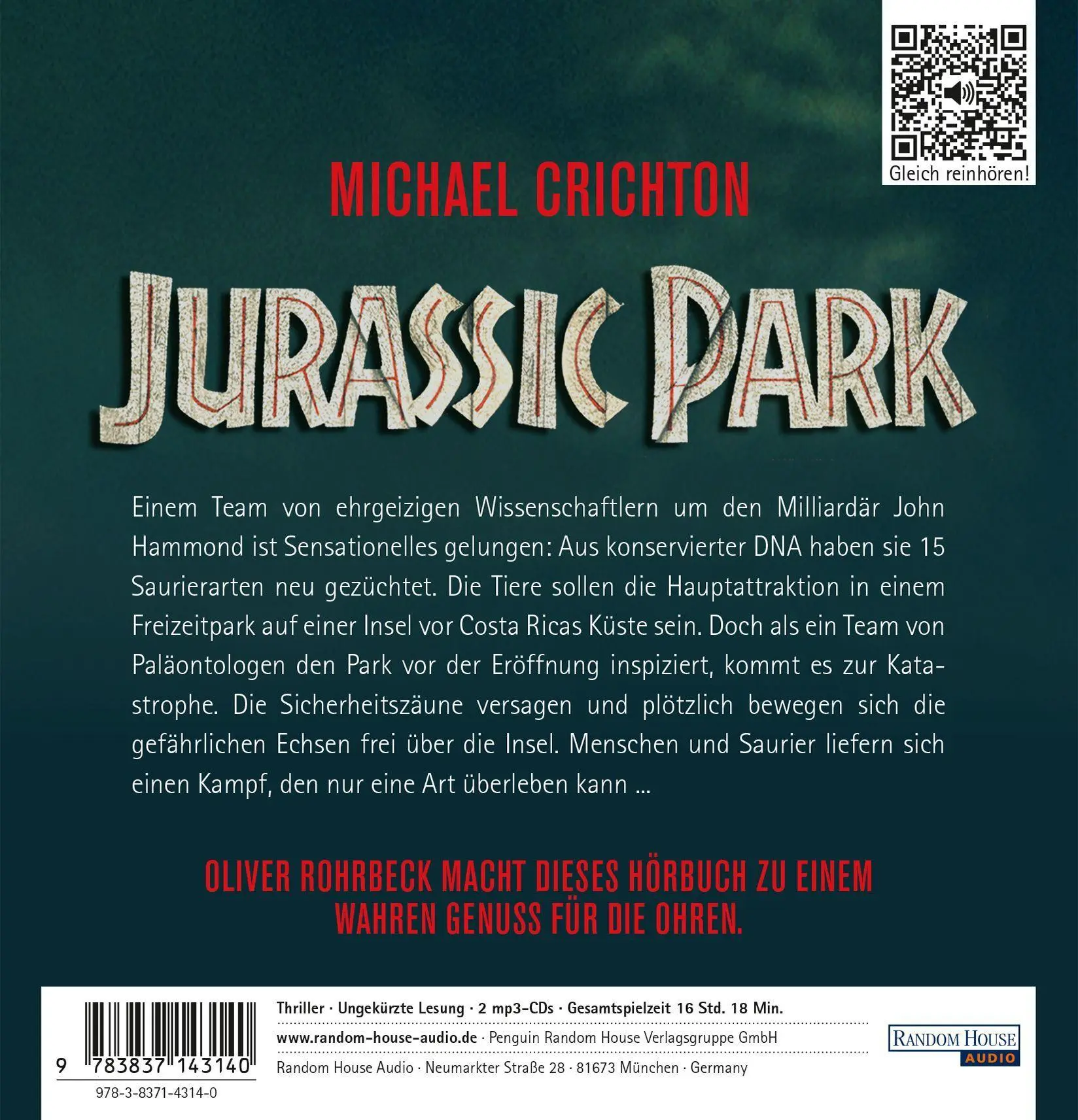 Bild: 9783837143140 | Jurassic Park | Michael Crichton | MP3 | Deutsch | 2018