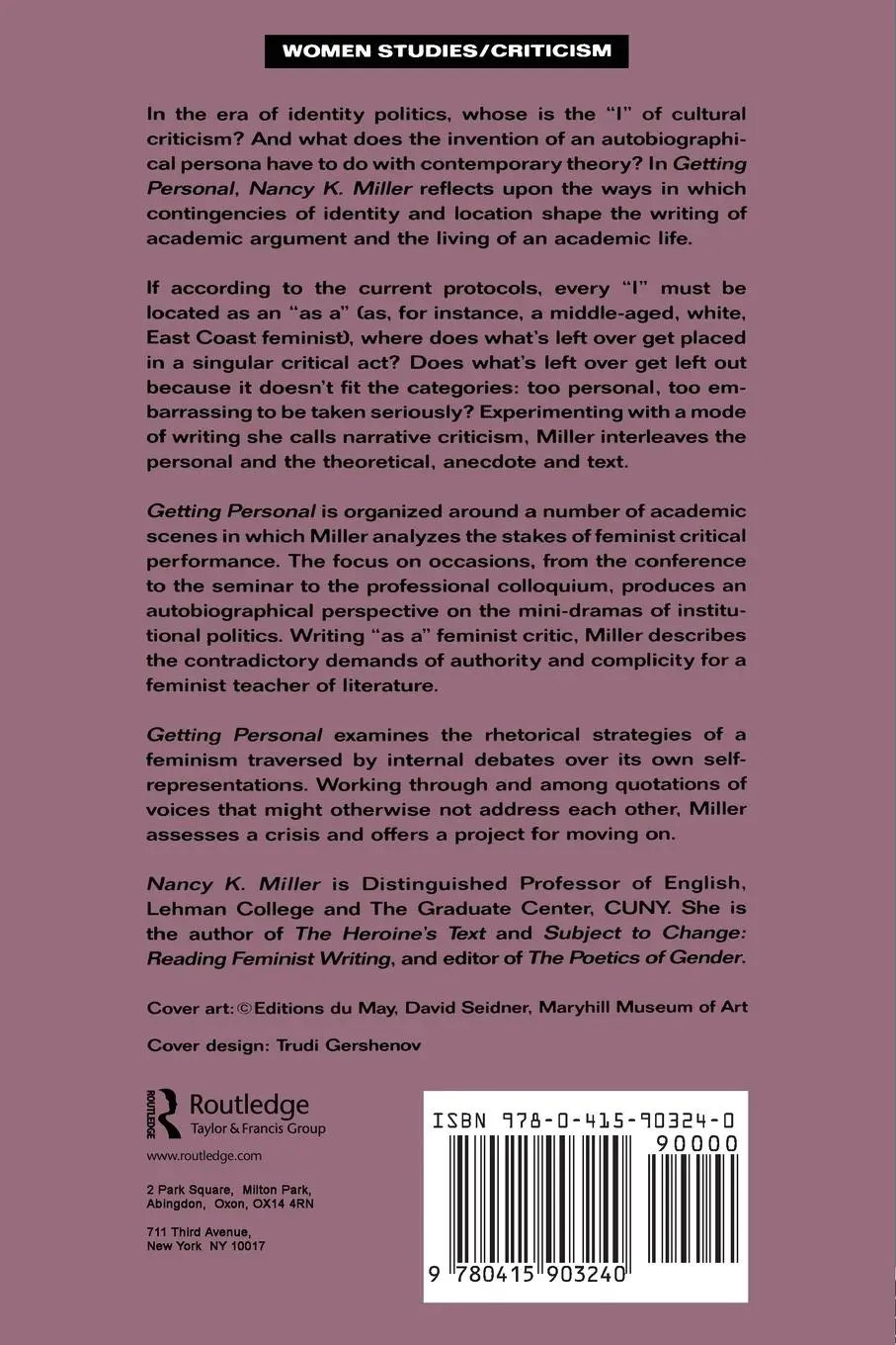Rückseite: 9780415903240 | Getting Personal | Feminist Occasions and Other Autobiographical Acts