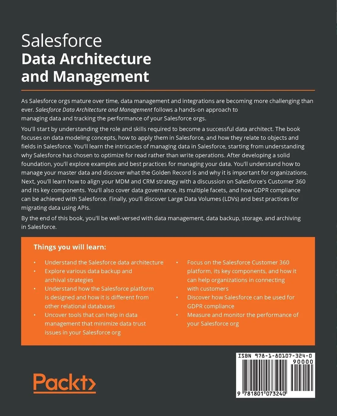 Rückseite: 9781801073240 | Salesforce Data Architecture and Management | Ahsan Zafar | Buch