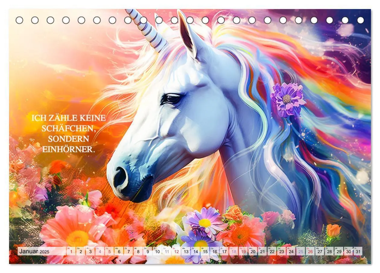 Bild: 9783383863240 | Einhorn und coole Sprüche (Tischkalender 2025 DIN A5 quer),...