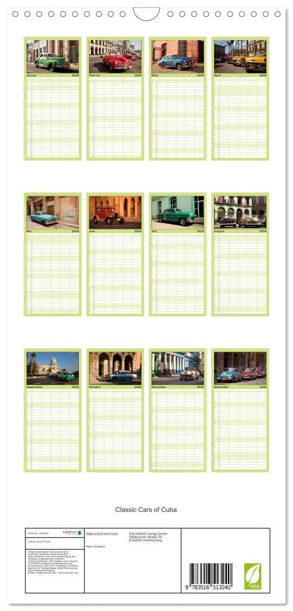Bild: 9783516513240 | Familienplaner 2026 - Classic Cars of Cuba mit 5 Spalten...