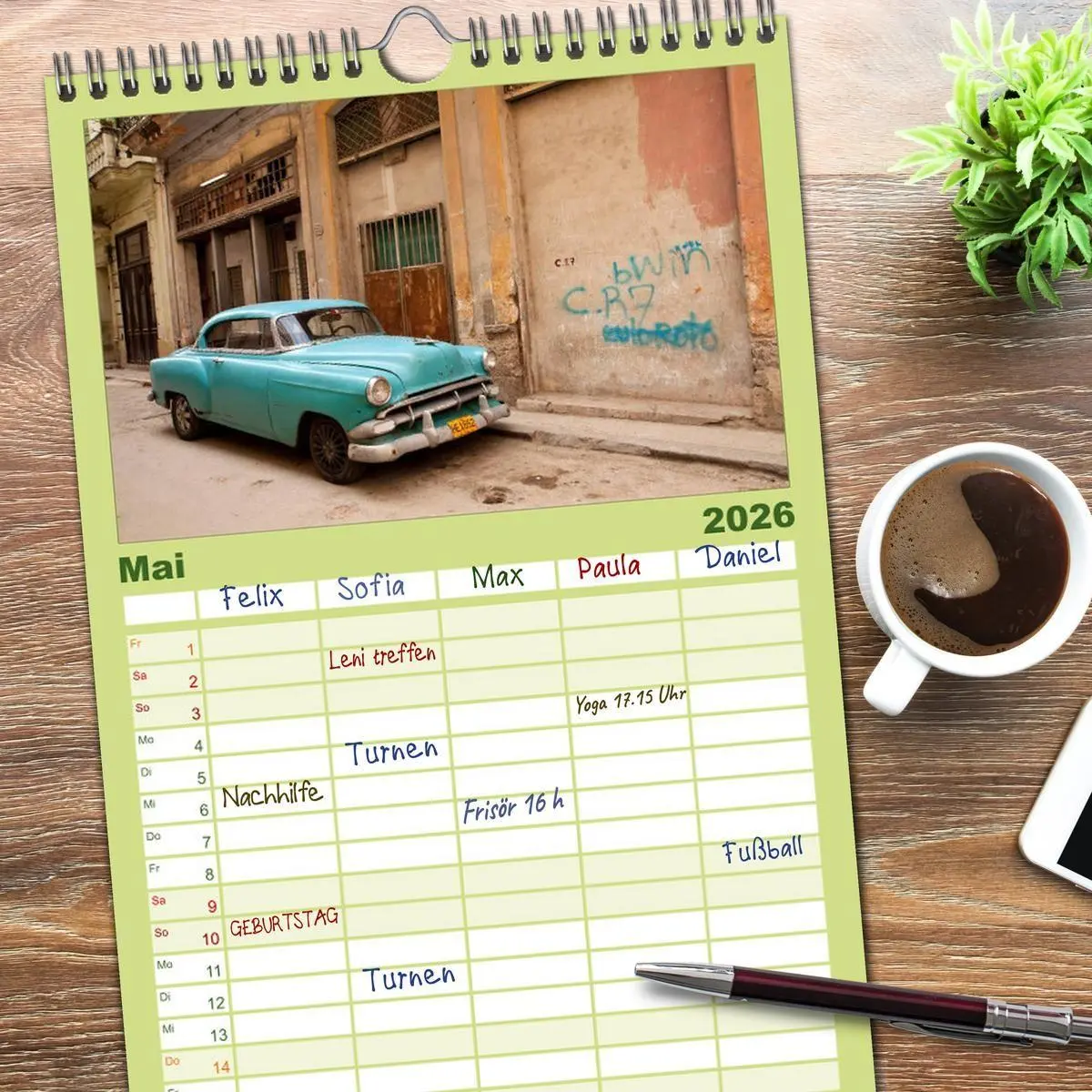 Bild: 9783516513240 | Familienplaner 2026 - Classic Cars of Cuba mit 5 Spalten...