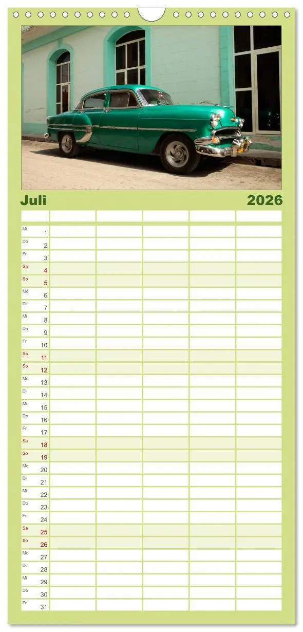 Bild: 9783516513240 | Familienplaner 2026 - Classic Cars of Cuba mit 5 Spalten...