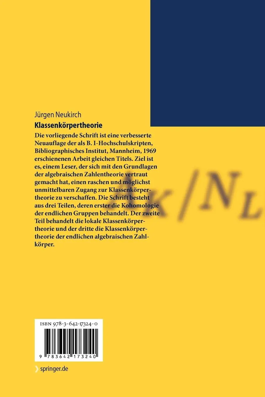 Rückseite: 9783642173240 | Klassenkörpertheorie | Neu herausgegeben von Alexander Schmidt | Buch