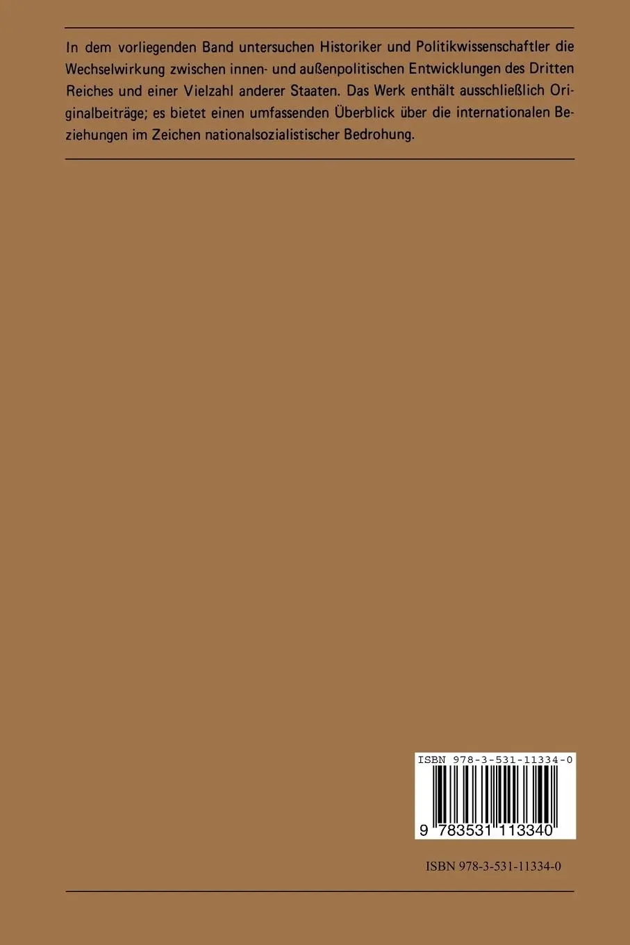 Rückseite: 9783531113340 | Innen- und Außenpolitik unter nationalsozialistischer Bedrohung | Buch