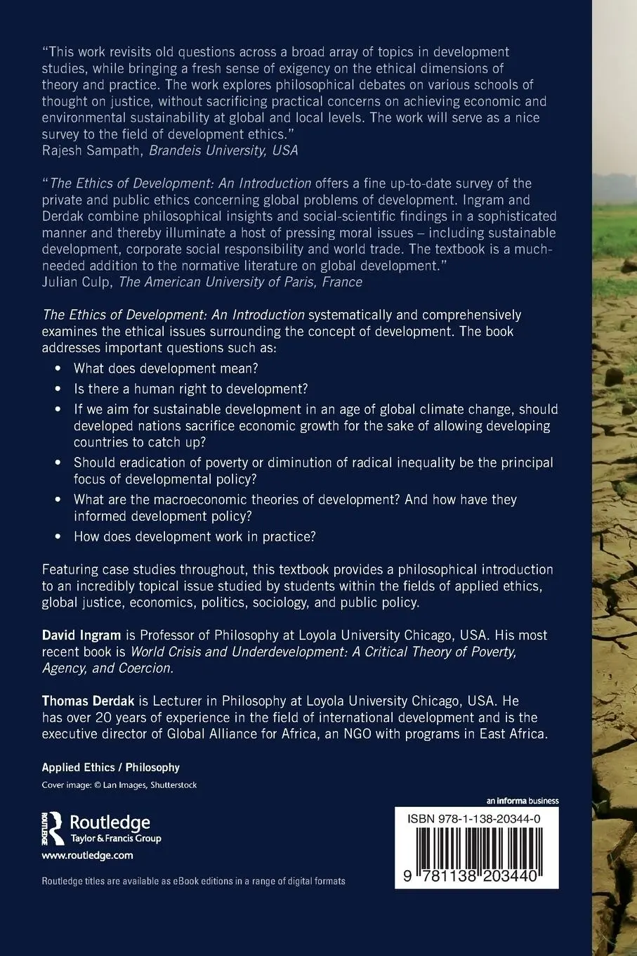 Rückseite: 9781138203440 | The Ethics of Development | An Introduction | David Ingram (u. a.)