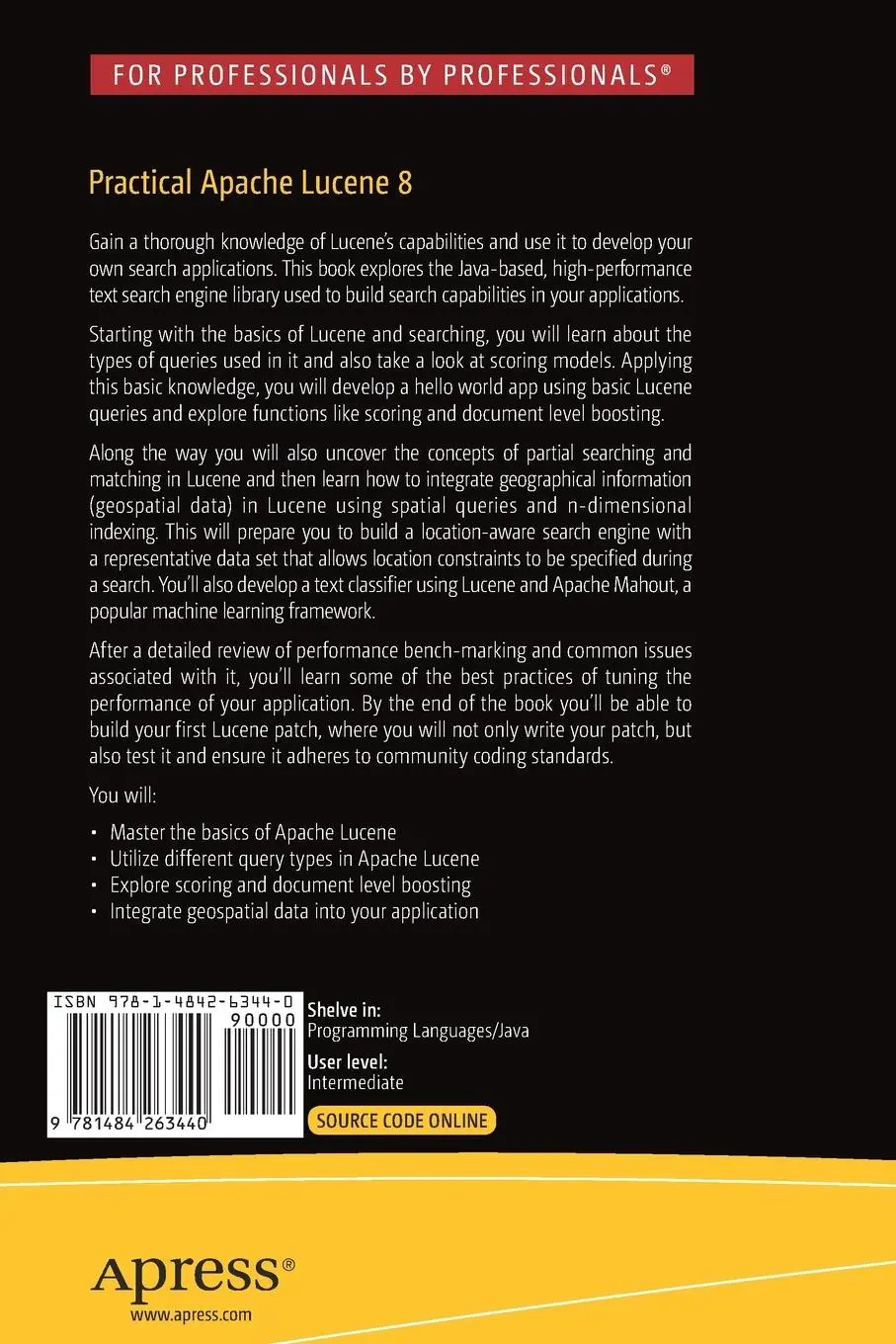 Rückseite: 9781484263440 | Practical Apache Lucene 8 | Atri Sharma | Taschenbuch | xvii | 2020
