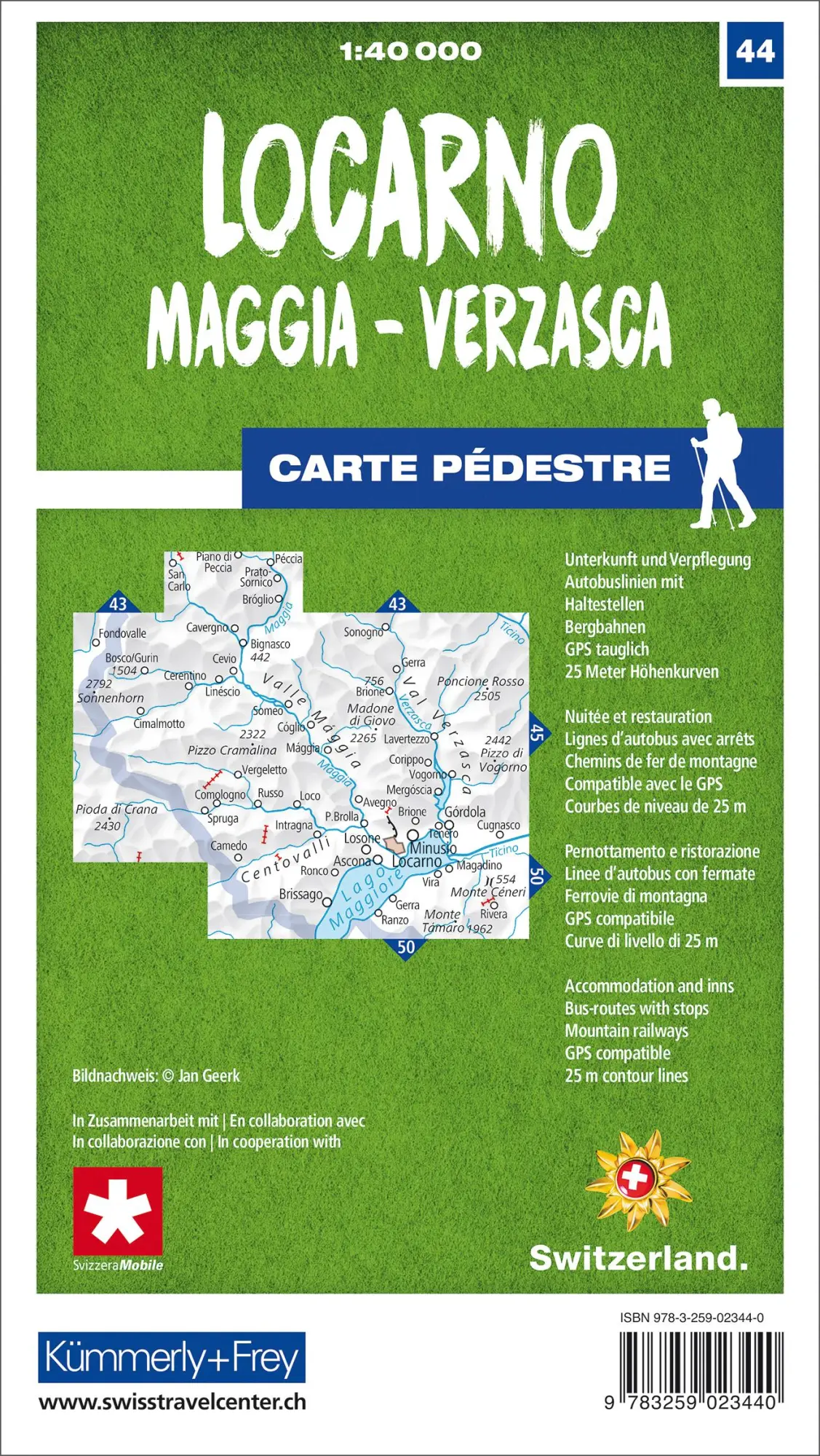 Rückseite: 9783259023440 | Locarno / Maggia - Verzasca 44 Wanderkarte 1:40 000 matt laminiert