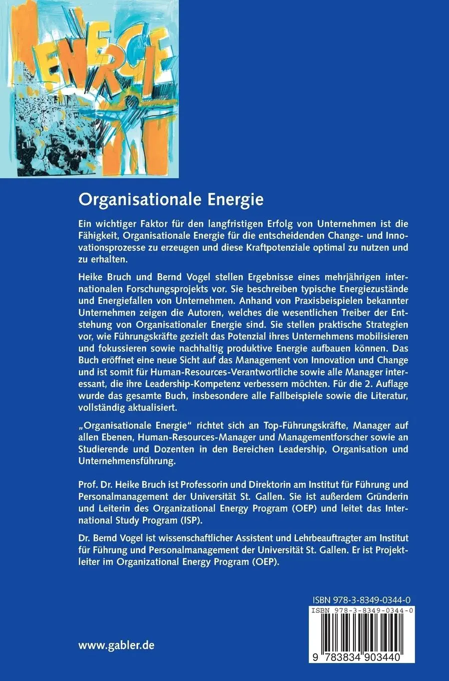 Rückseite: 9783834903440 | Organisationale Energie | Bernd Vogel (u. a.) | Buch | xiii | Deutsch