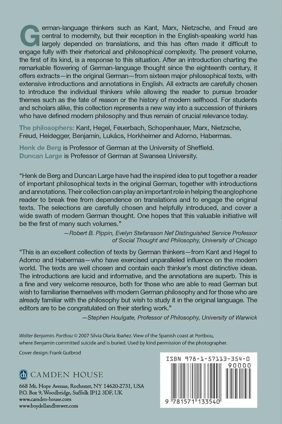 Rückseite: 9781571133540 | Modern German Thought from Kant to Habermas | Henk De Berg (u. a.)