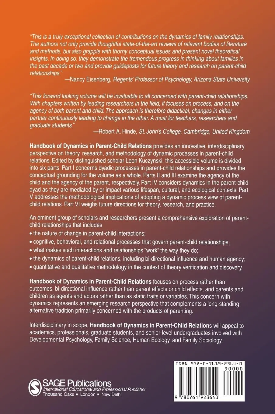 Rückseite: 9780761923640 | Handbook of Dynamics in Parent-Child Relations | Leon Kuczynski | Buch