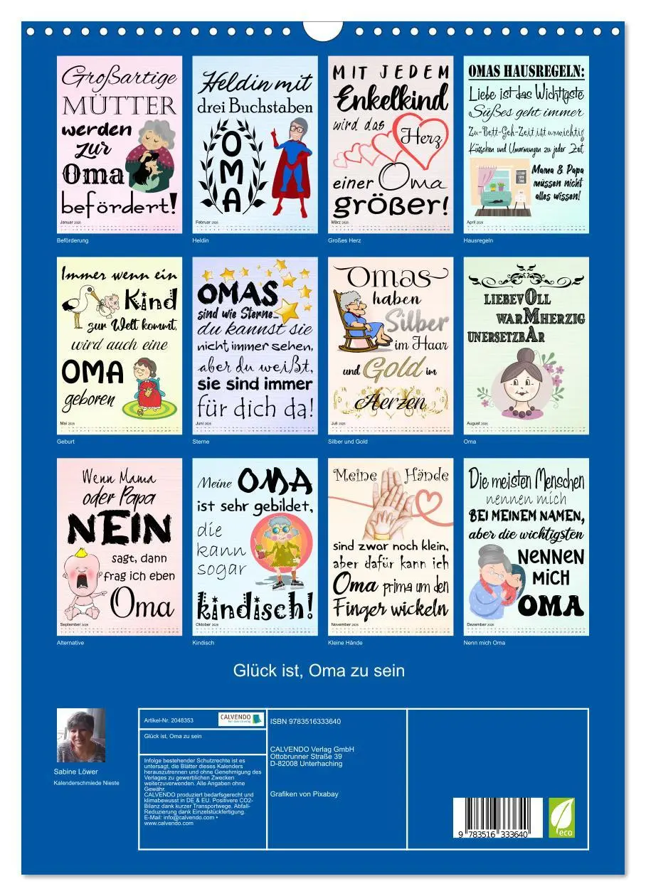 Bild: 9783516333640 | Glück ist, Oma zu sein (Wandkalender 2026 DIN A3 hoch), CALVENDO...