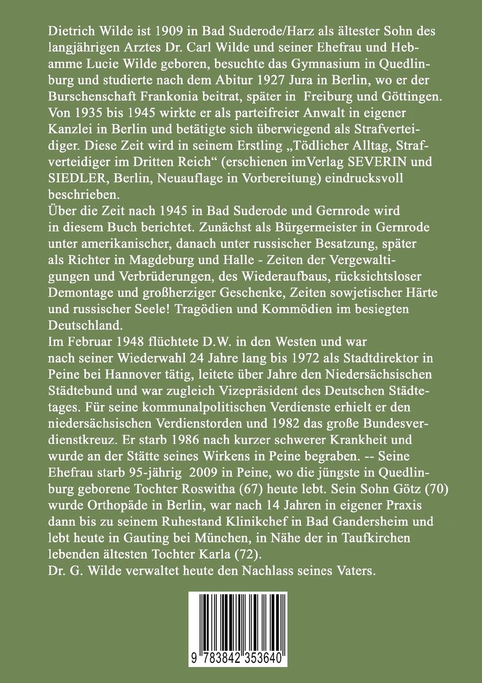 Rückseite: 9783842353640 | In jenen Jahren | Band 1 | Dietrich Wilde | Taschenbuch | 156 S.