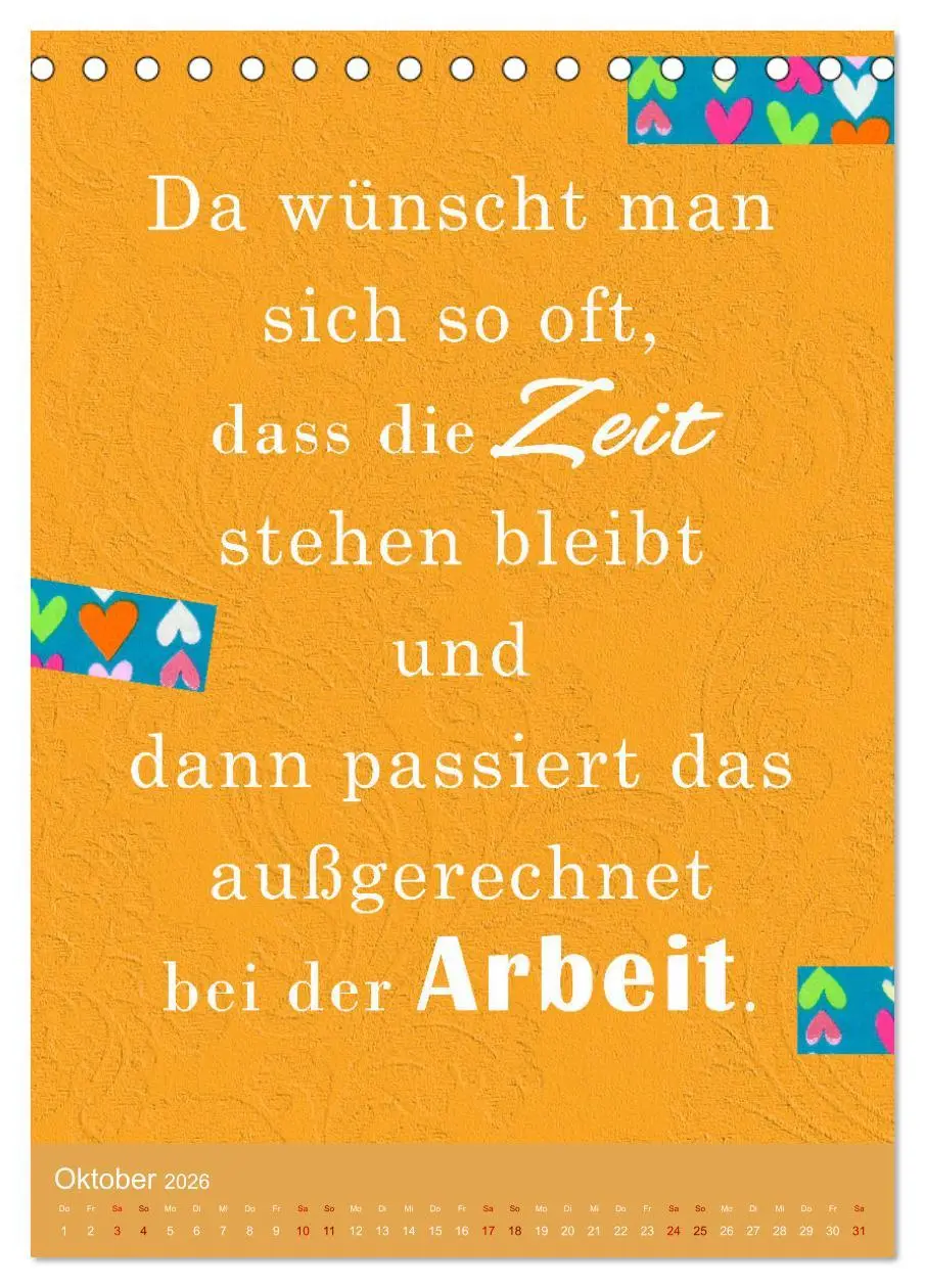 Bild: 9783516253740 | Arbeit macht Spaß (Tischkalender 2026 DIN A5 hoch), CALVENDO...