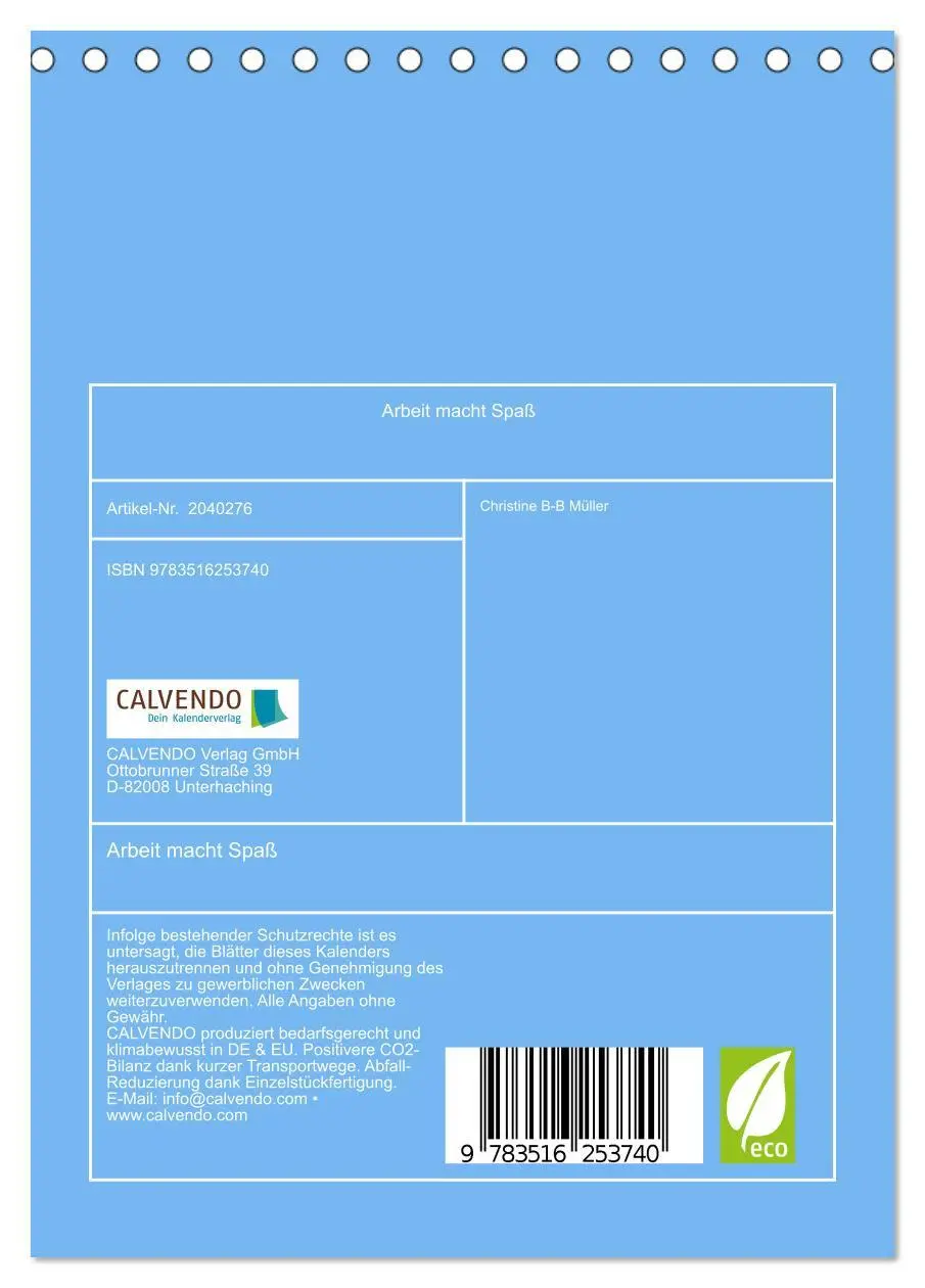 Bild: 9783516253740 | Arbeit macht Spaß (Tischkalender 2026 DIN A5 hoch), CALVENDO...