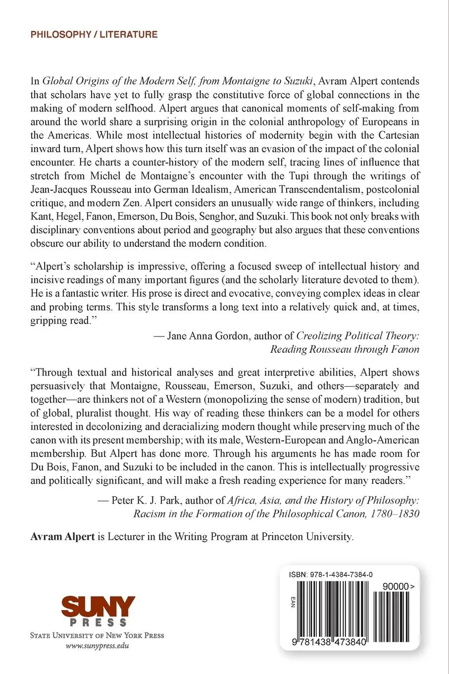 Rückseite: 9781438473840 | Global Origins of the Modern Self, from Montaigne to Suzuki | Alpert
