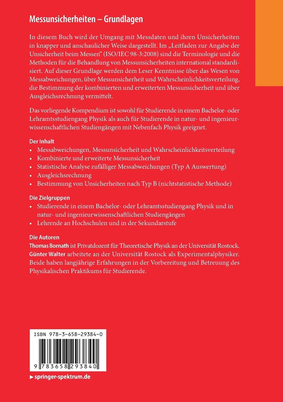 Rückseite: 9783658293840 | Messunsicherheiten - Grundlagen | Für das Physikalische Praktikum | x