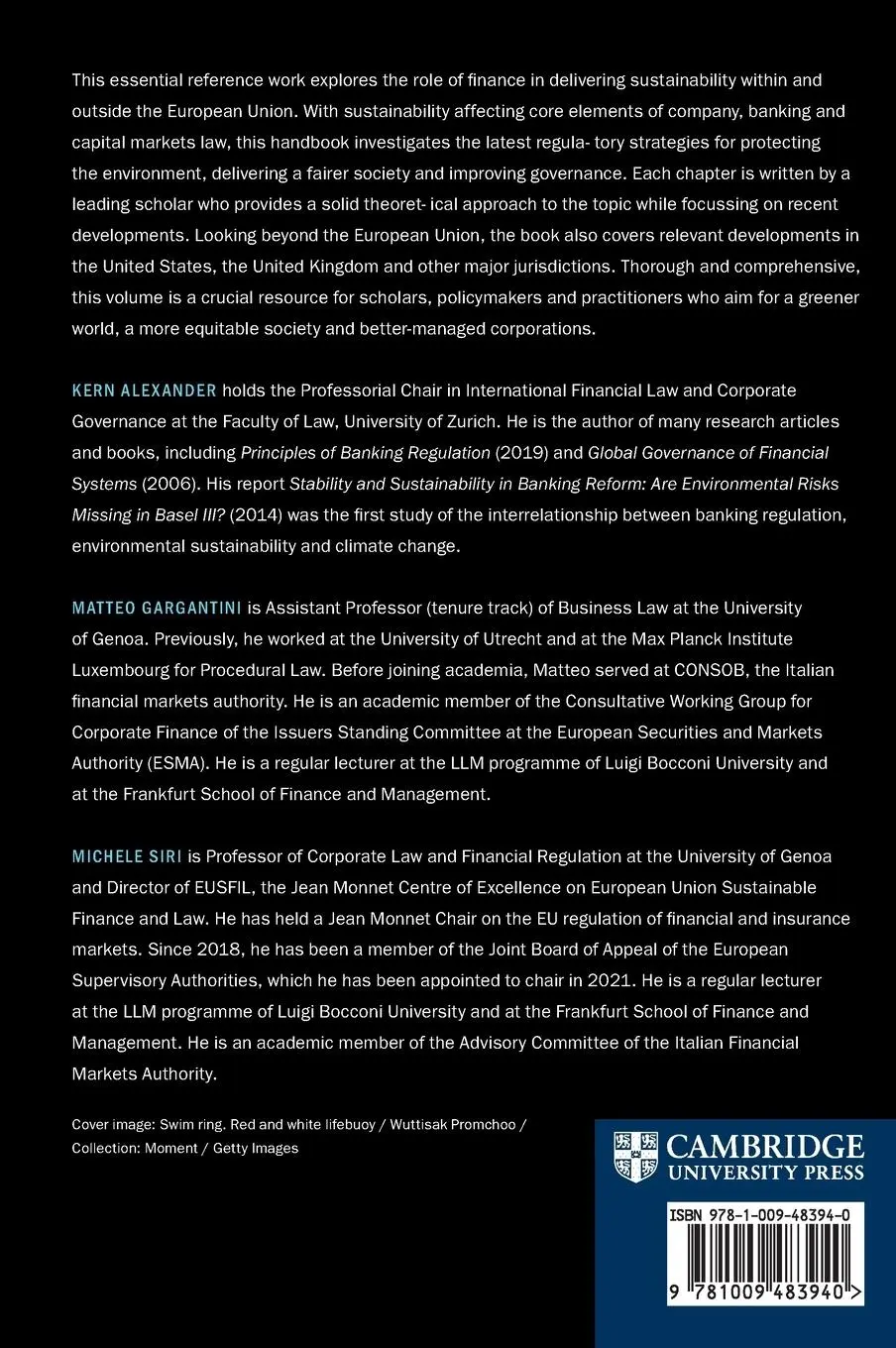 Rückseite: 9781009483940 | The Cambridge Handbook of EU Sustainable Finance | Alexander (u. a.)