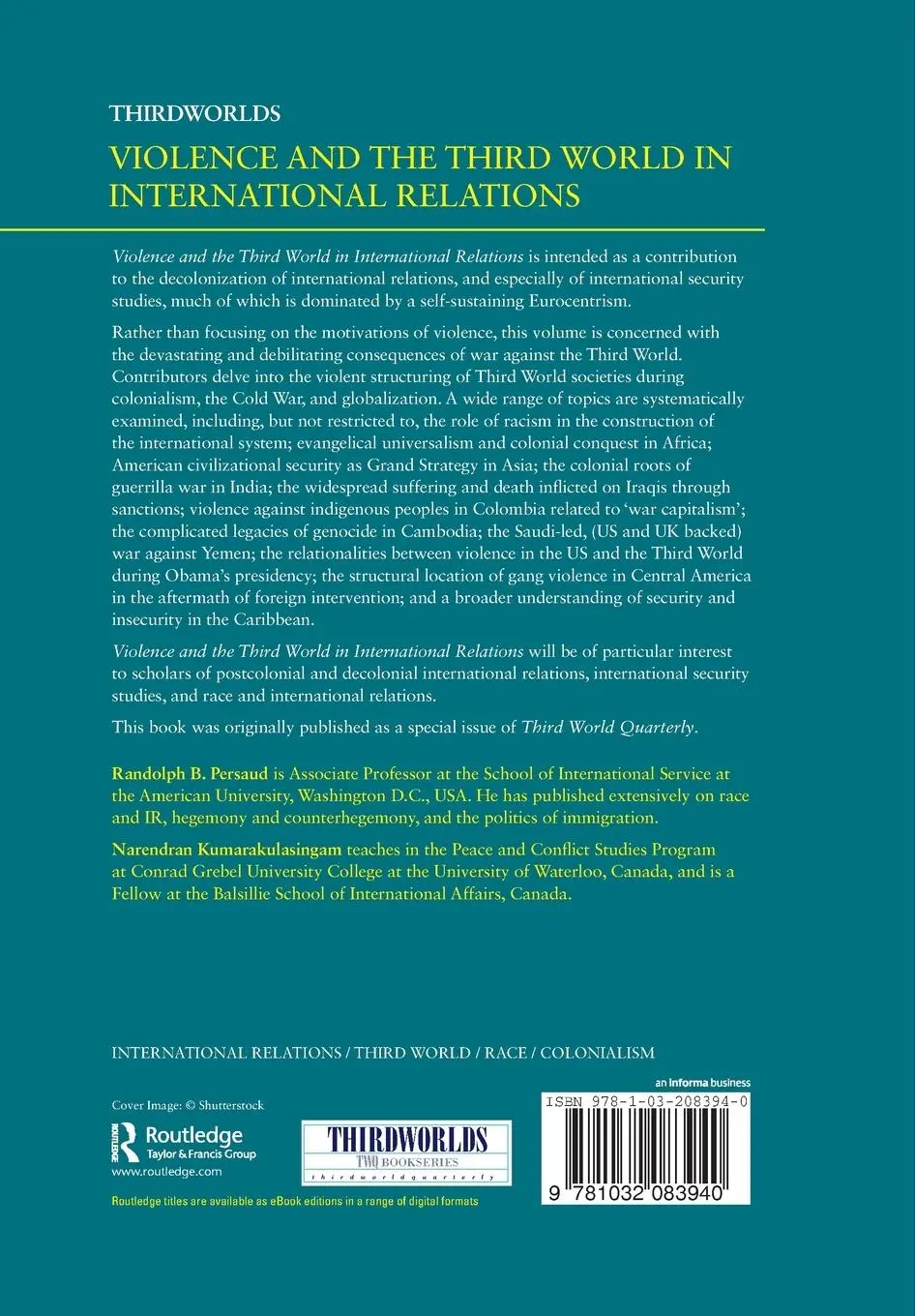 Rückseite: 9781032083940 | Violence and the Third World in International Relations | Taschenbuch