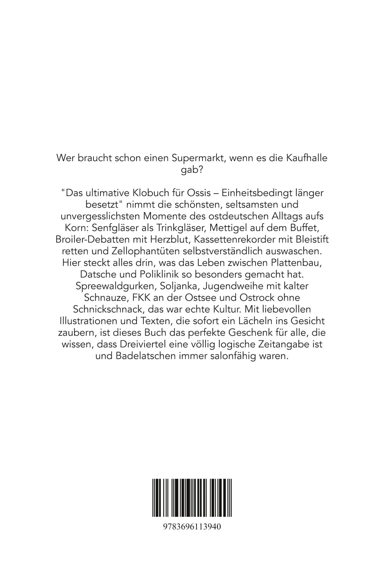 Rückseite: 9783696113940 | Das ultimative Klobuch für Ossis | Einheitsbedingt länger besetzt